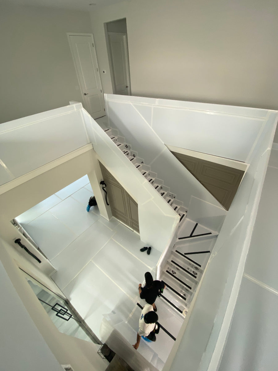 Heavy-duty professionally installed surface stair protection